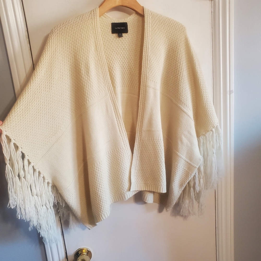 Anthropologie La Fee Verte Open Front Tassel Fringe Poncho Kimono Size XS/S Boho - Picture 7 of 14